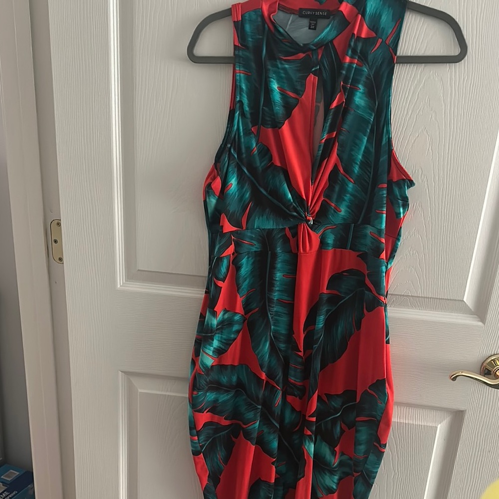 Green and Blue Halter Midi Sundress